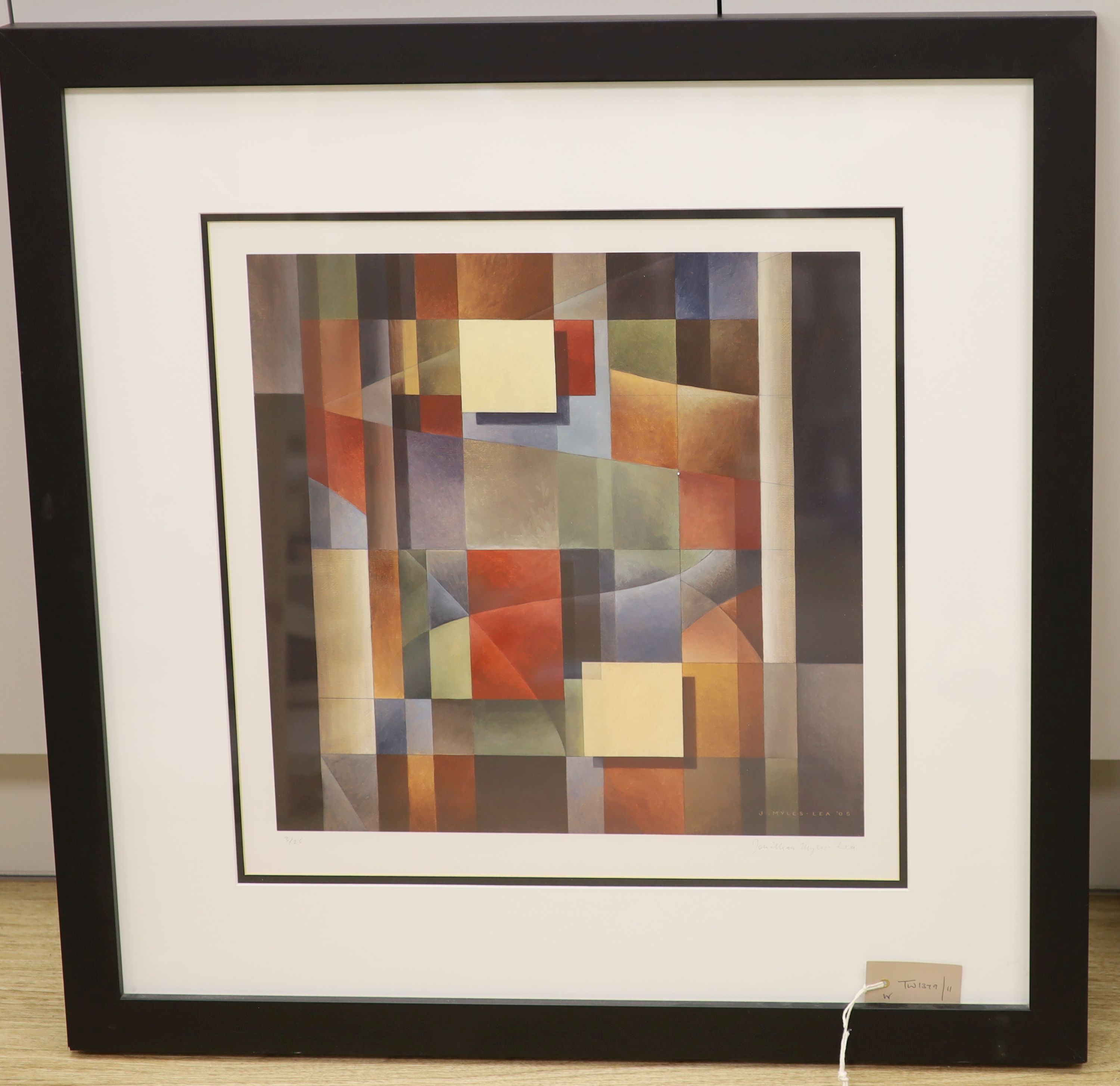 Jonathan Myles-Lea (b. 1969), lithograph in colours, 'NYC Abstract', signed and numbered 3/15, overall 48 x 48cm